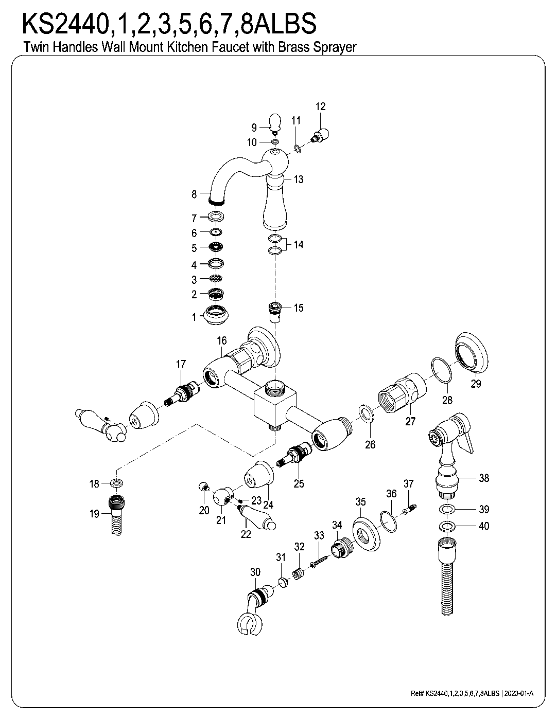 Heritage KS2440ALBS exploded parts diagram