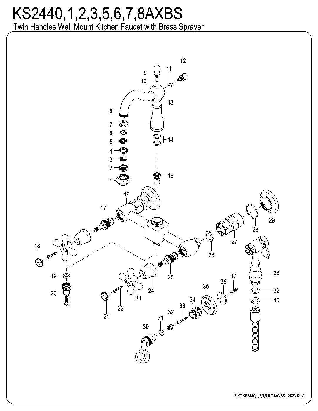 Heritage KS2440AXBS exploded parts diagram