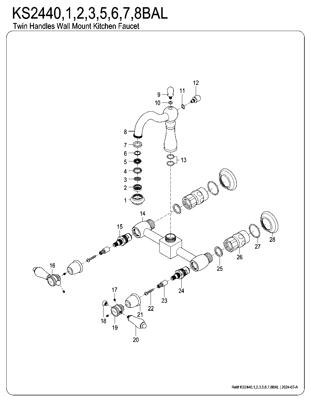 Heirloom KS2440BAL exploded parts diagram