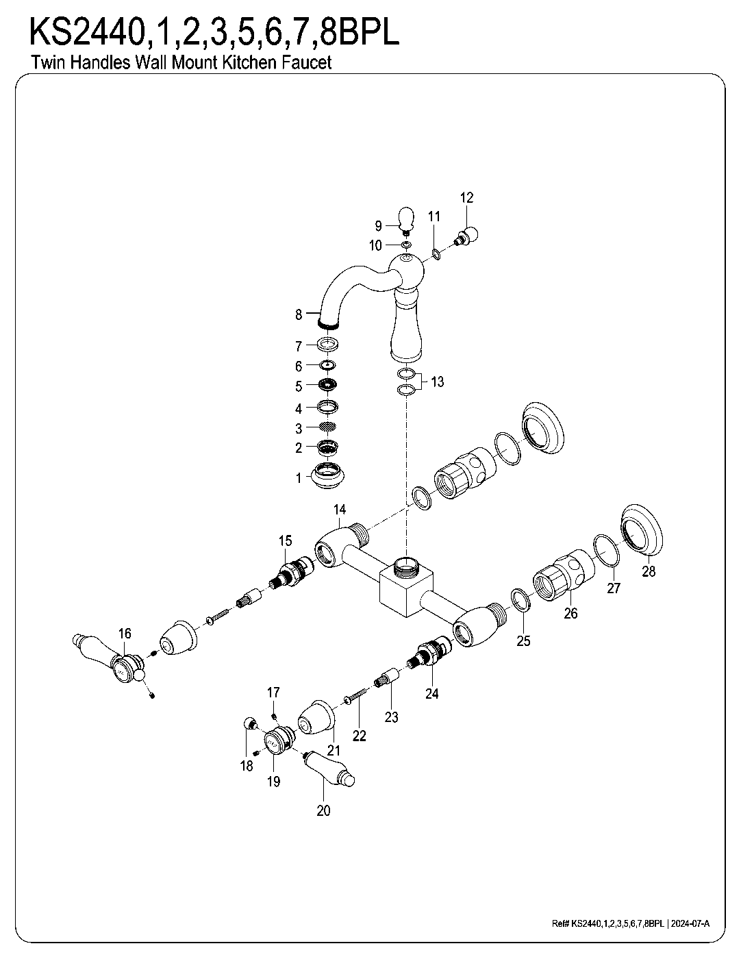 Bel-Air KS2440BPL exploded parts diagram