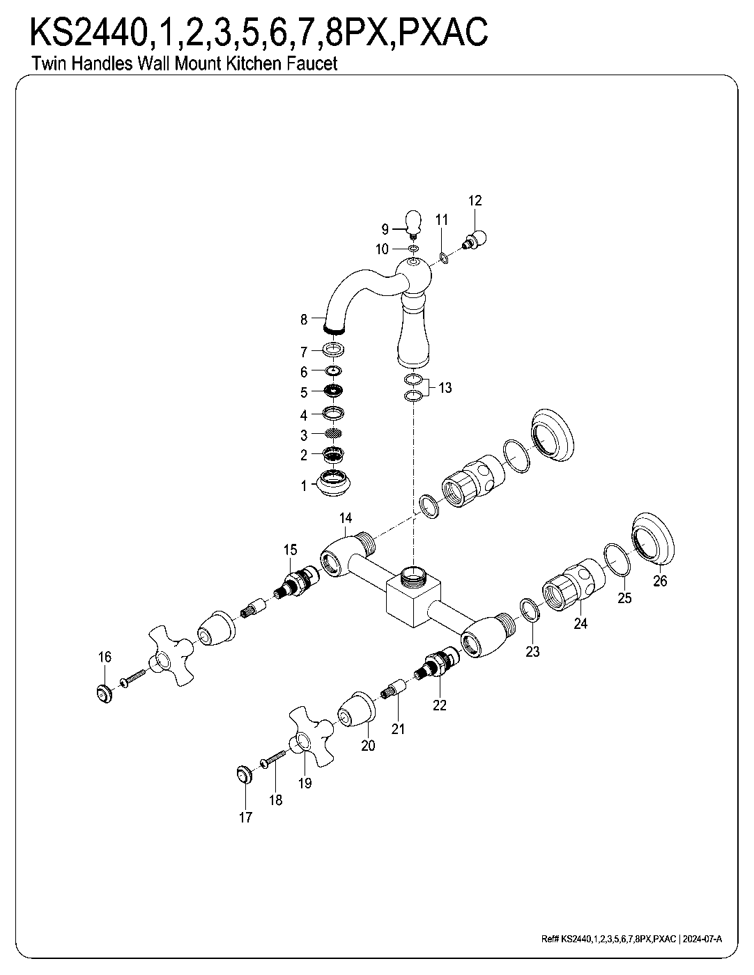 Heritage KS2440PX exploded parts diagram