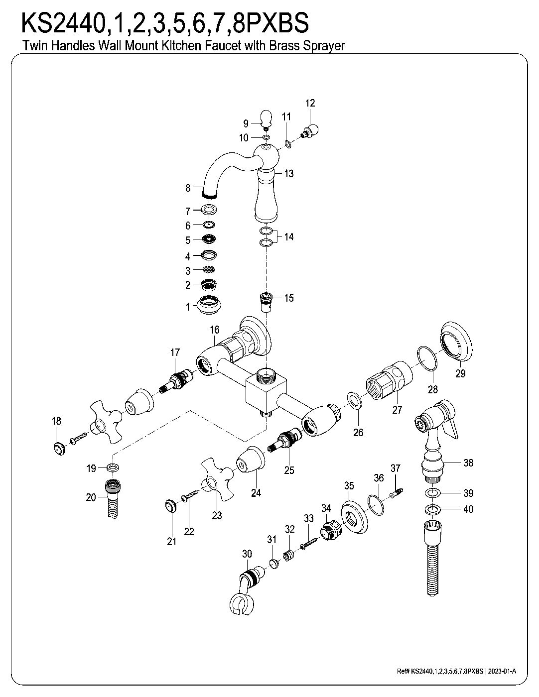 Heritage KS2440PXBS exploded parts diagram