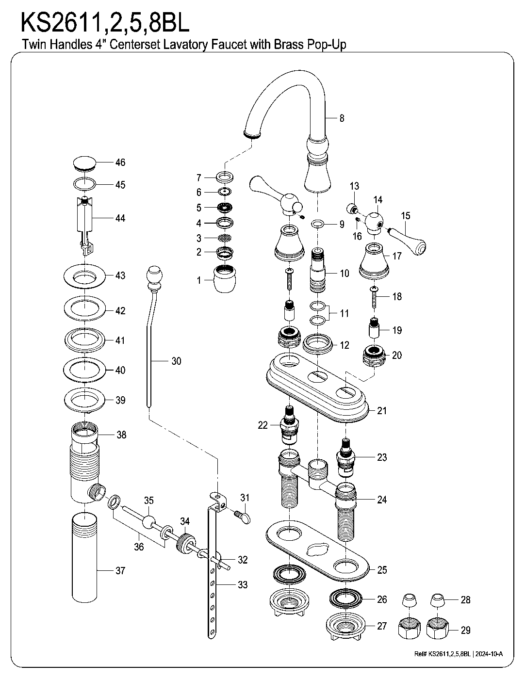 Restoration KS2611BL exploded parts diagram