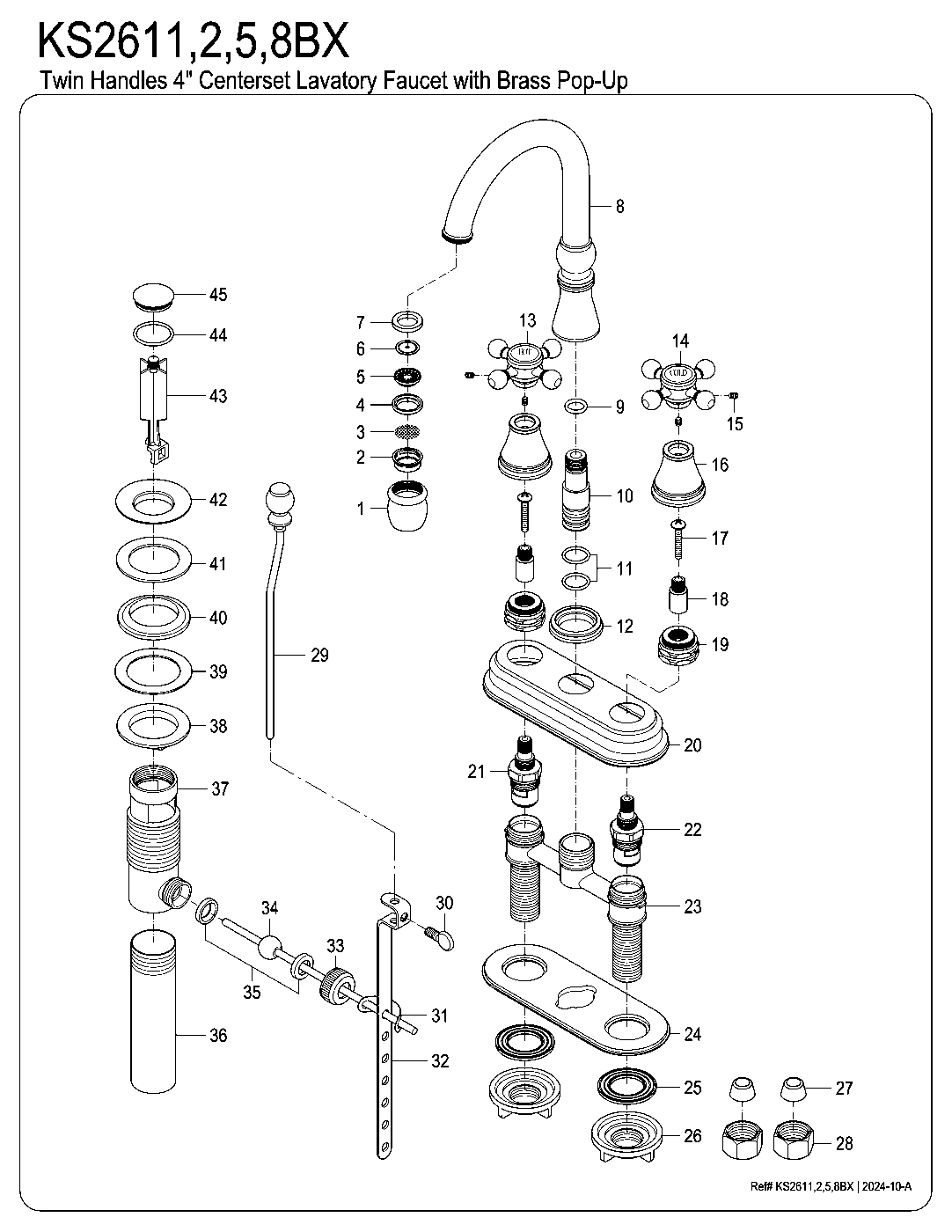 Vintage KS2611BX exploded parts diagram