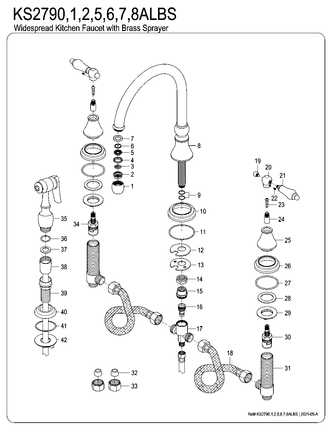Kingston Brass KS2791ALBS exploded parts diagram