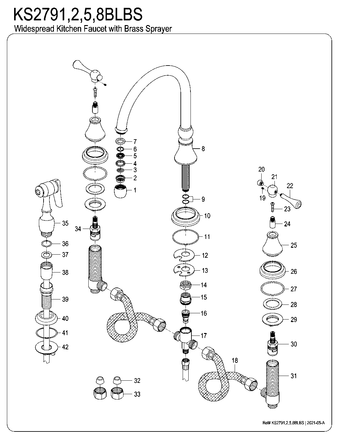 Kingston Brass KS2791BLBS exploded parts diagram