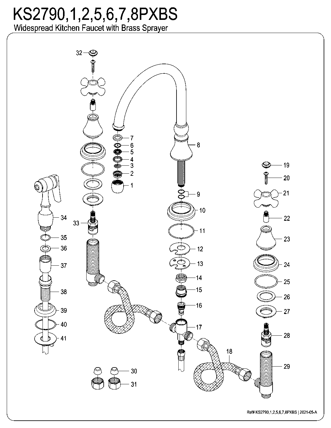 Kingston Brass KS2791PXBS exploded parts diagram