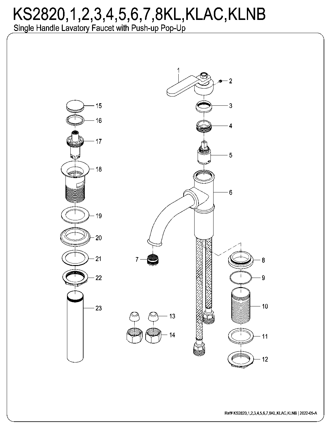 Whitaker KS2820KL exploded parts diagram