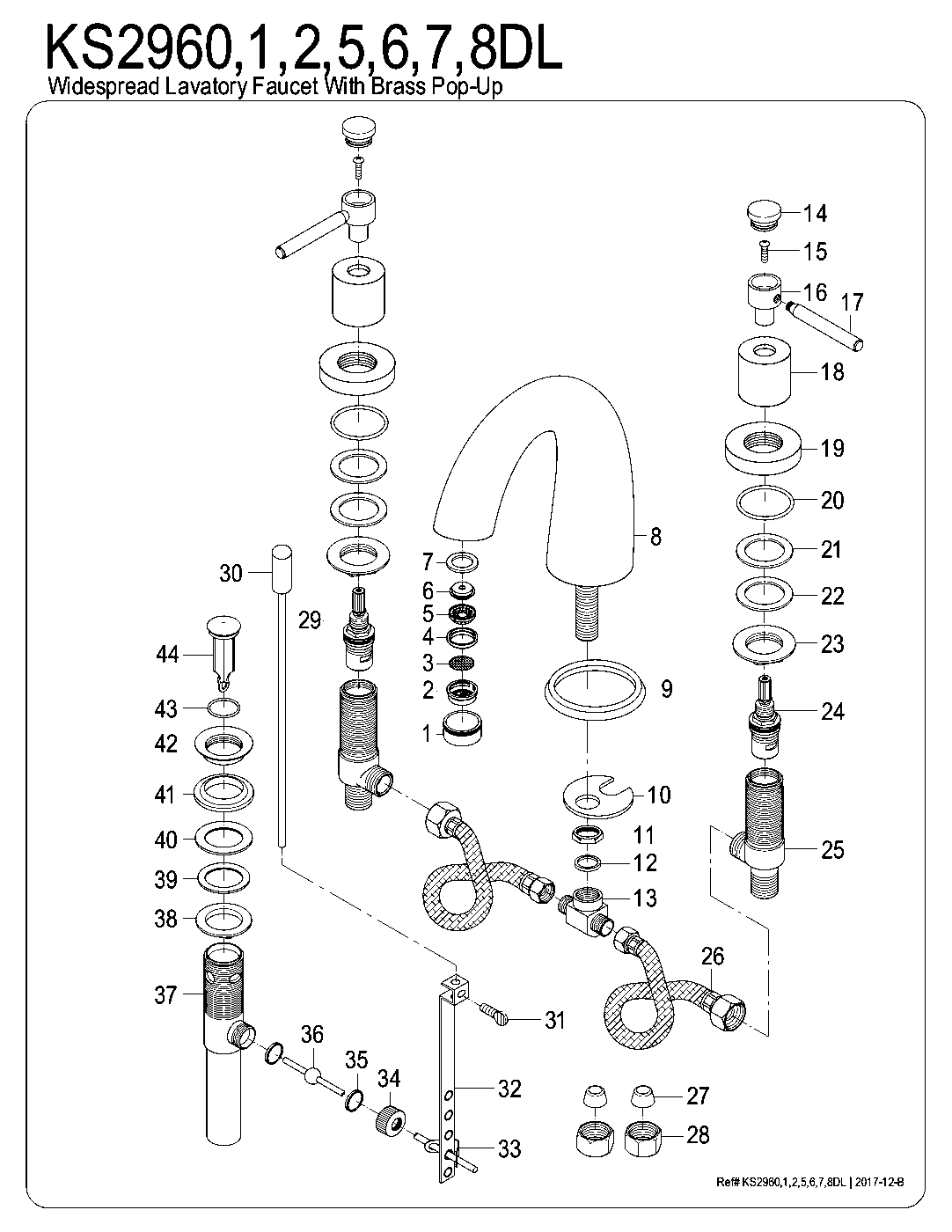 Kingston Brass KS2960DL exploded parts diagram