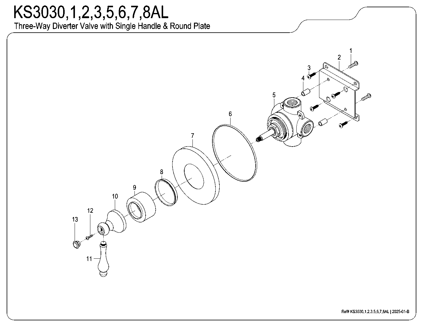 Kingston Brass KS3030AL exploded parts diagram