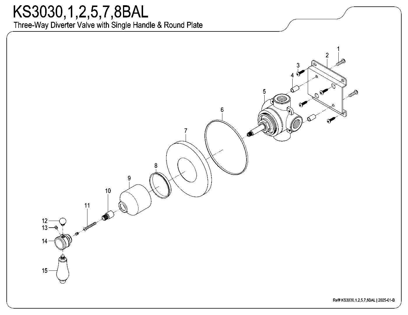 Heirloom KS3030BAL exploded parts diagram