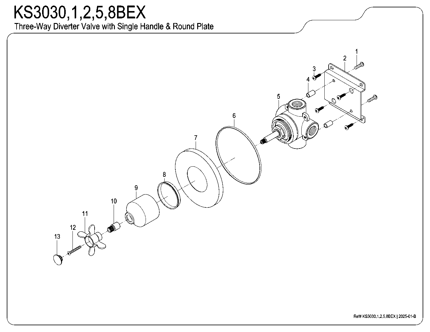 Kingston Brass KS3030BEX exploded parts diagram