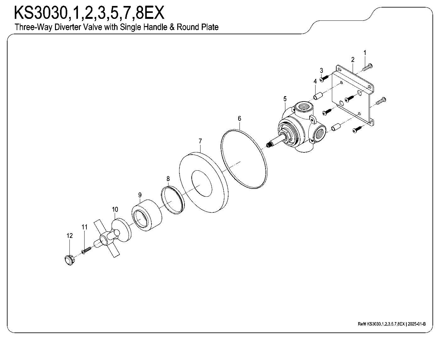 Elinvar KS3031EX exploded parts diagram