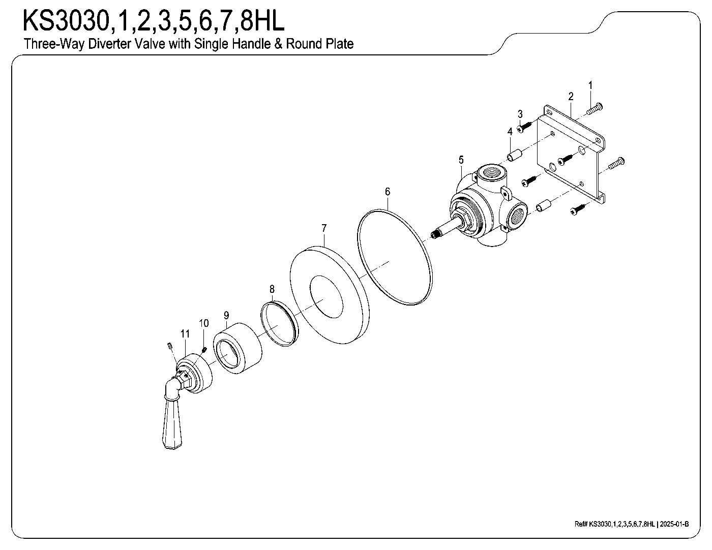 Kingston Brass KS3030HL exploded parts diagram
