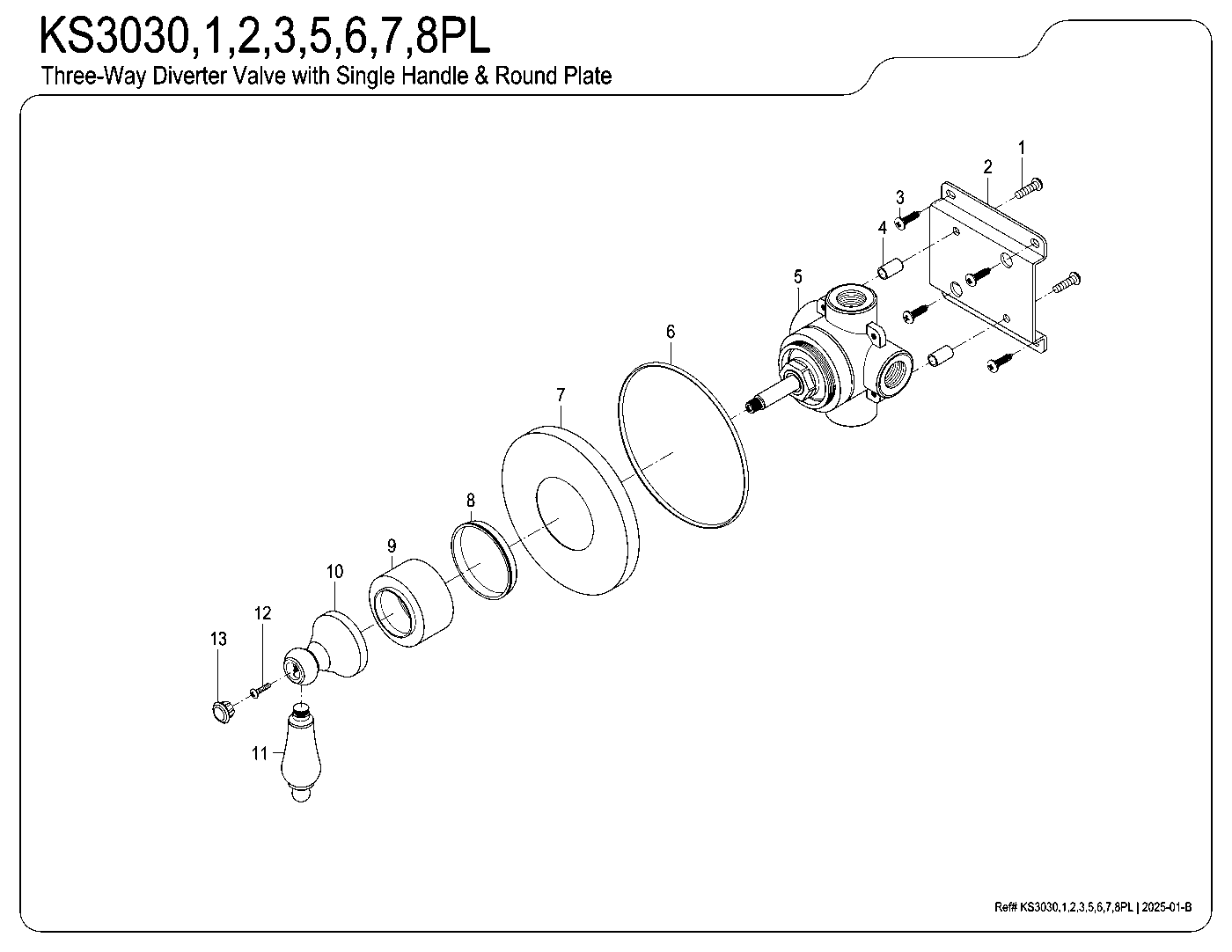 Kingston Brass KS3030PL exploded parts diagram