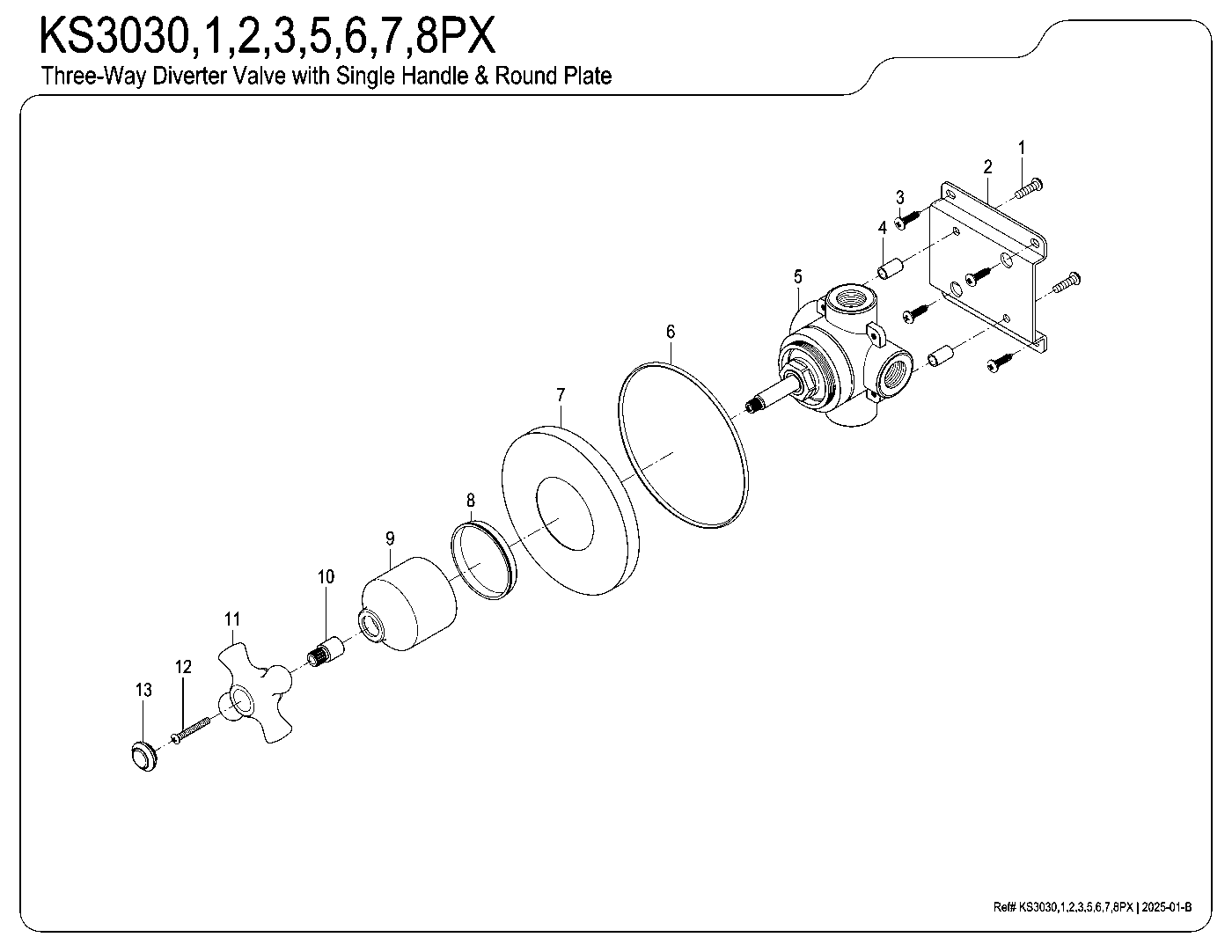Kingston Brass KS3030PX exploded parts diagram