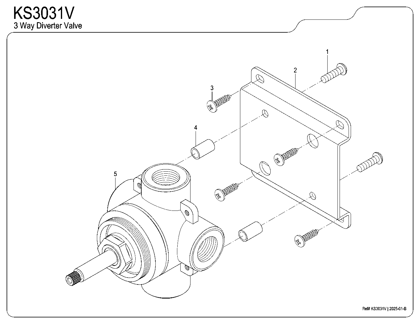 Kingston Brass KS3031V exploded parts diagram