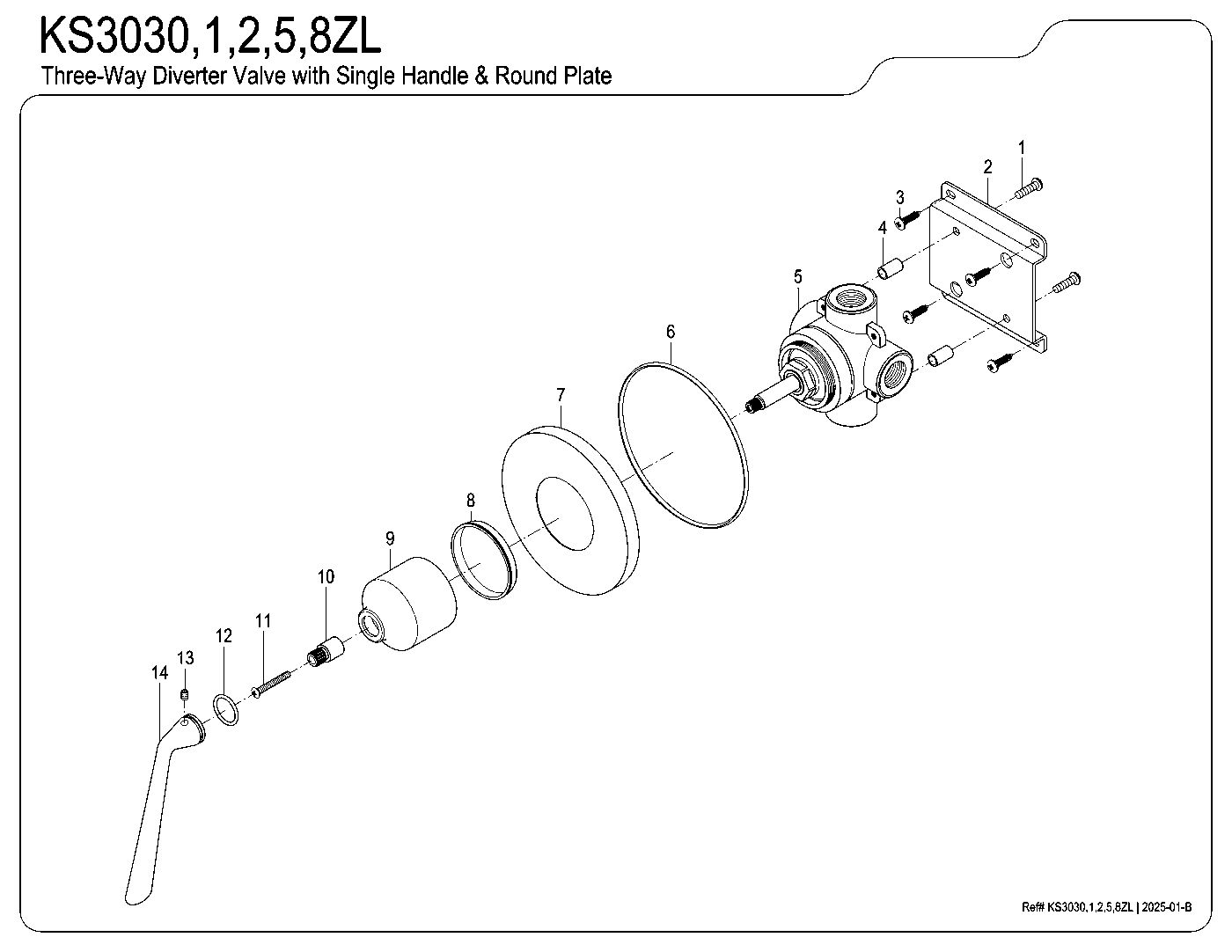 Kingston Brass KS3030ZL exploded parts diagram