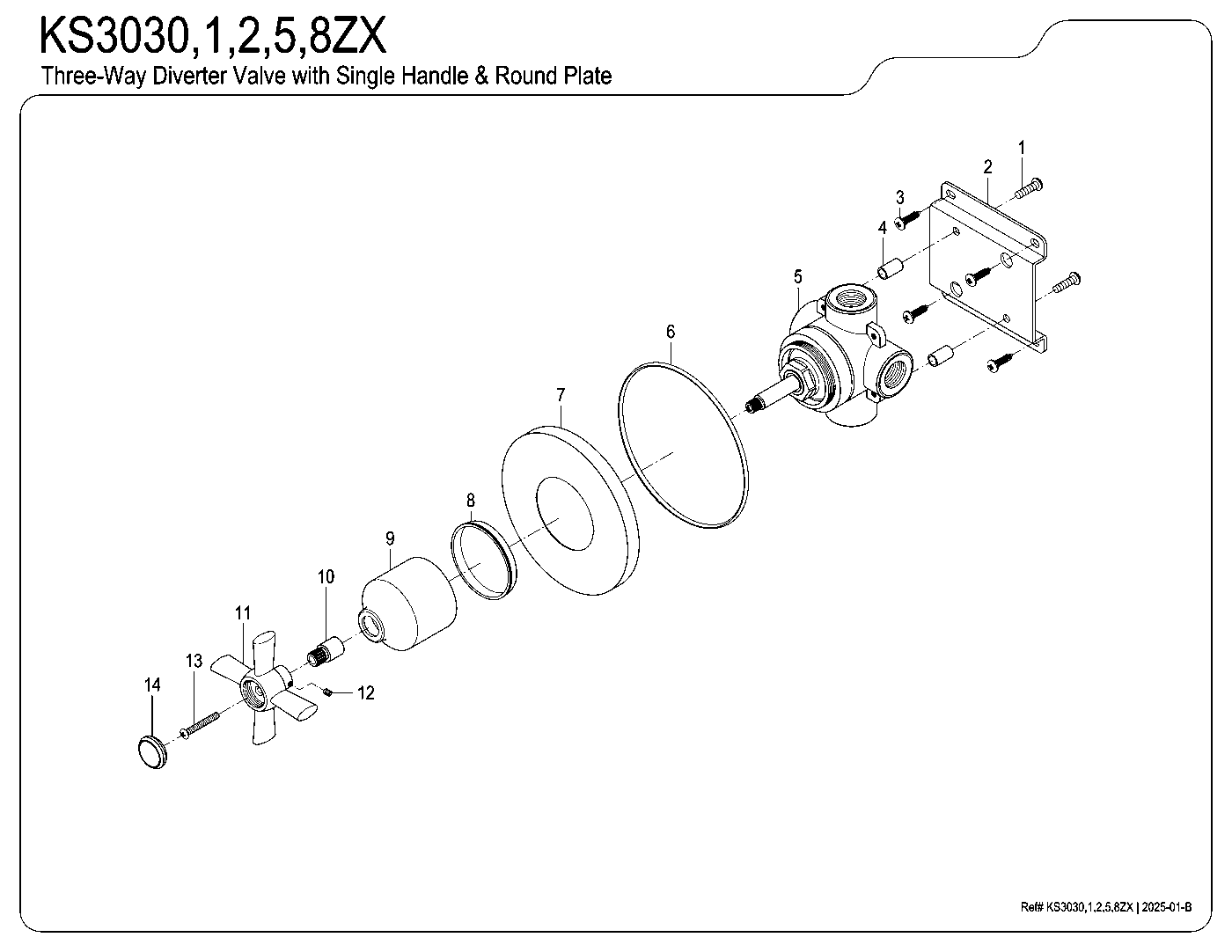 Kingston Brass KS3030ZX exploded parts diagram