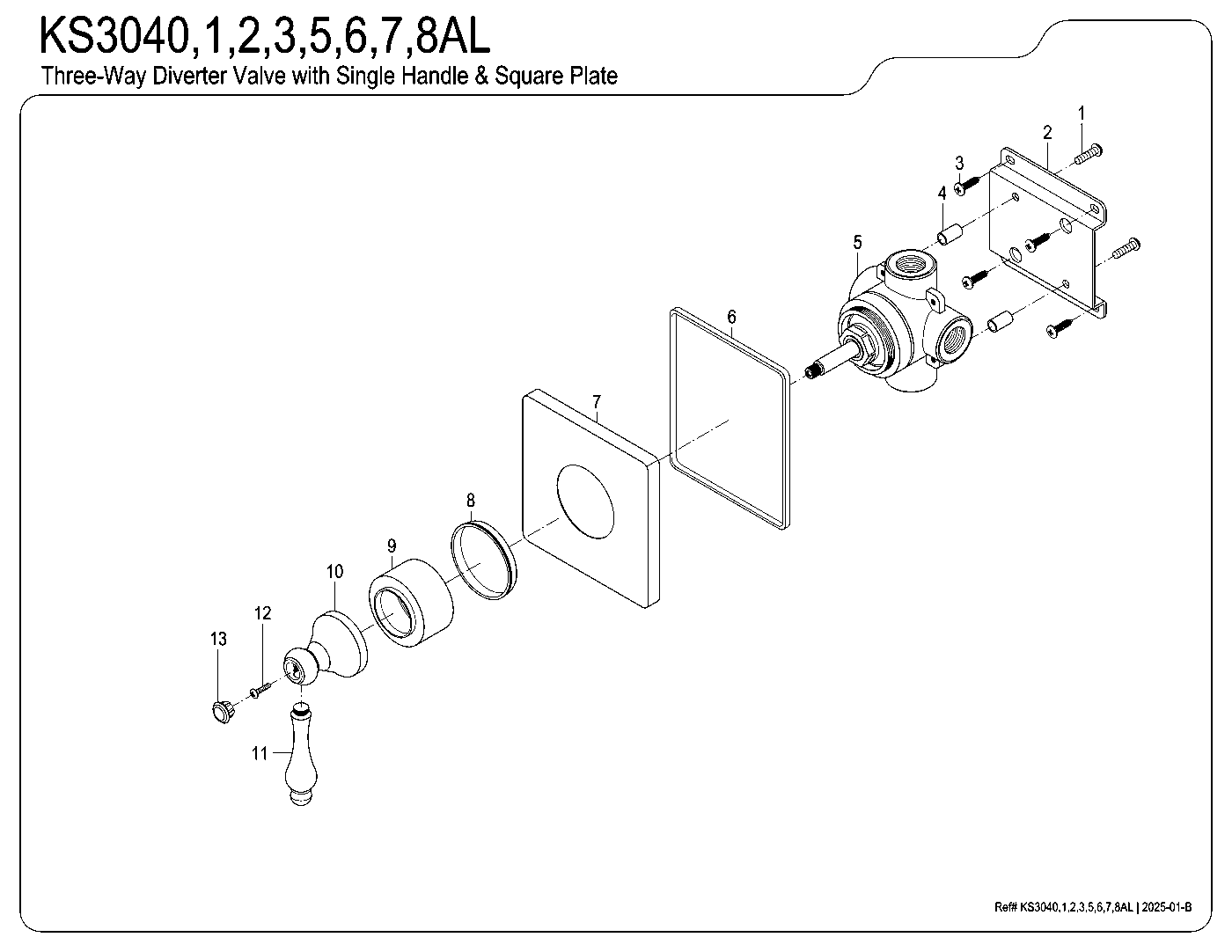 Kingston Brass KS3040AL exploded parts diagram