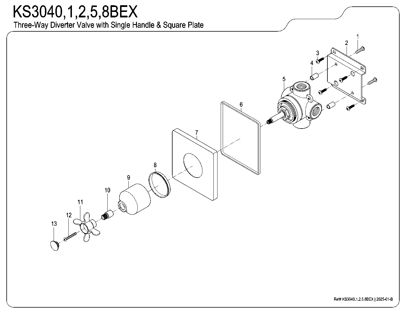 Kingston Brass KS3040BEX exploded parts diagram