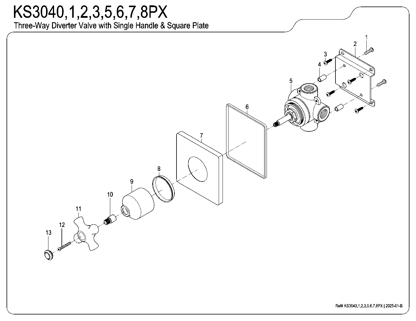 Kingston Brass KS3040PX exploded parts diagram