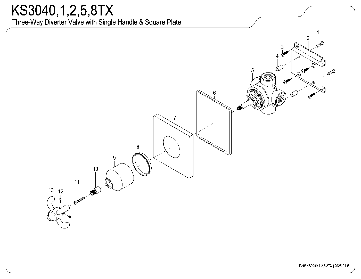 Kingston Brass KS3040TX exploded parts diagram