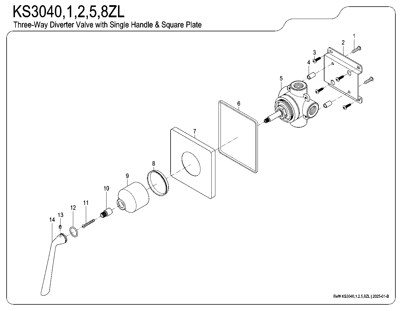 Kingston Brass KS3040ZL exploded parts diagram