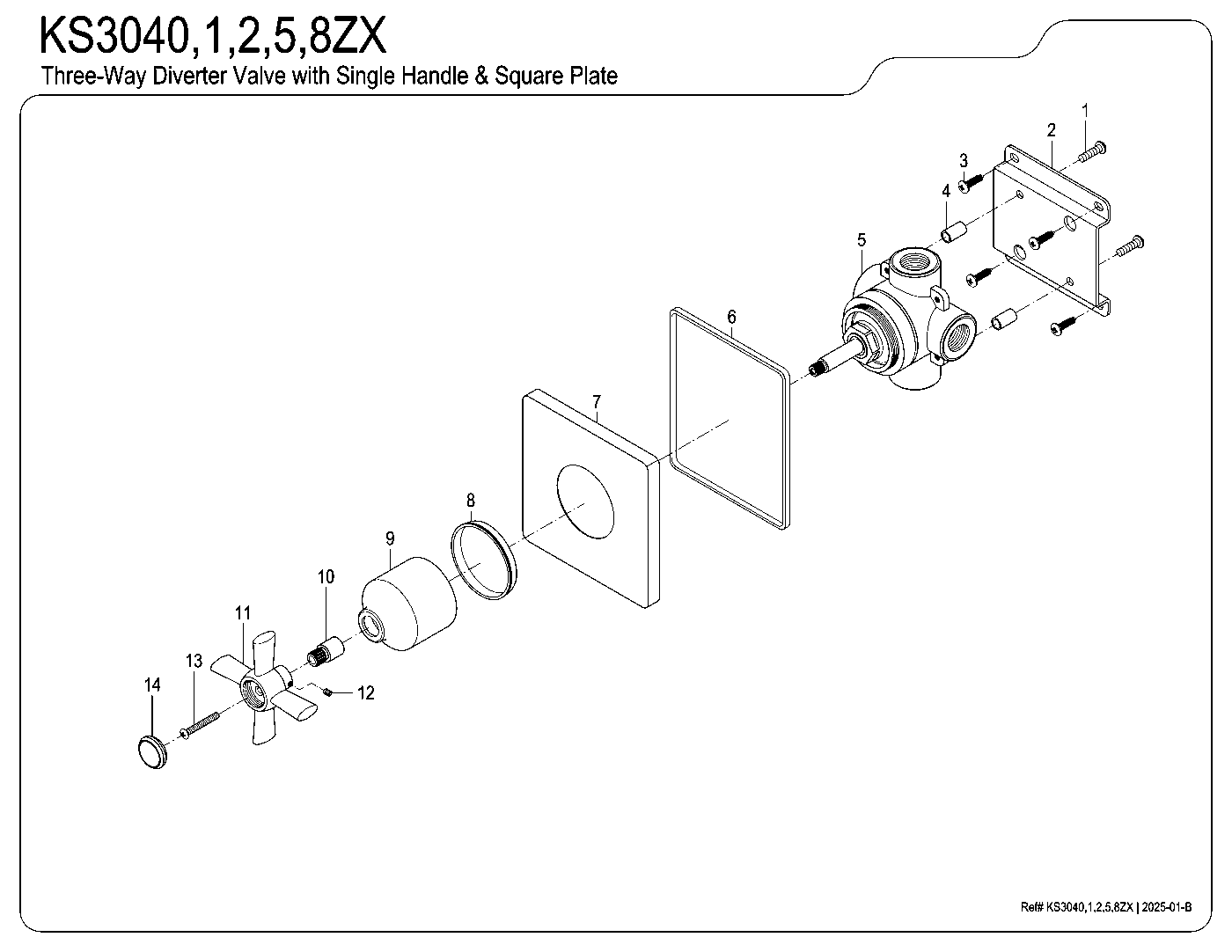 Kingston Brass KS3040ZX exploded parts diagram