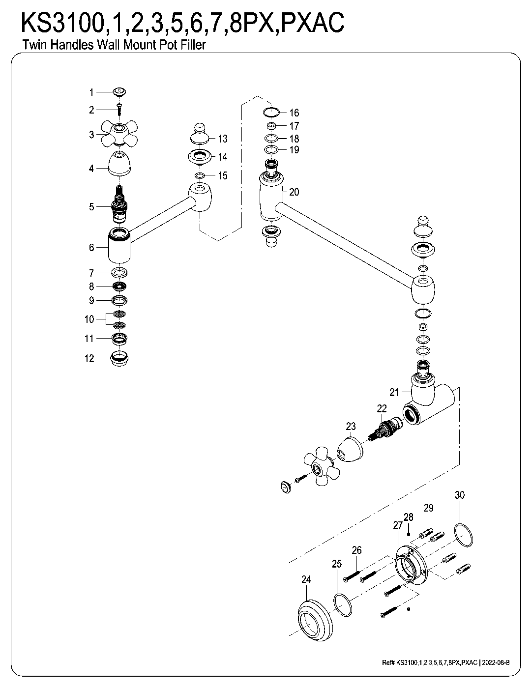 Restoration KS3101PX exploded parts diagram