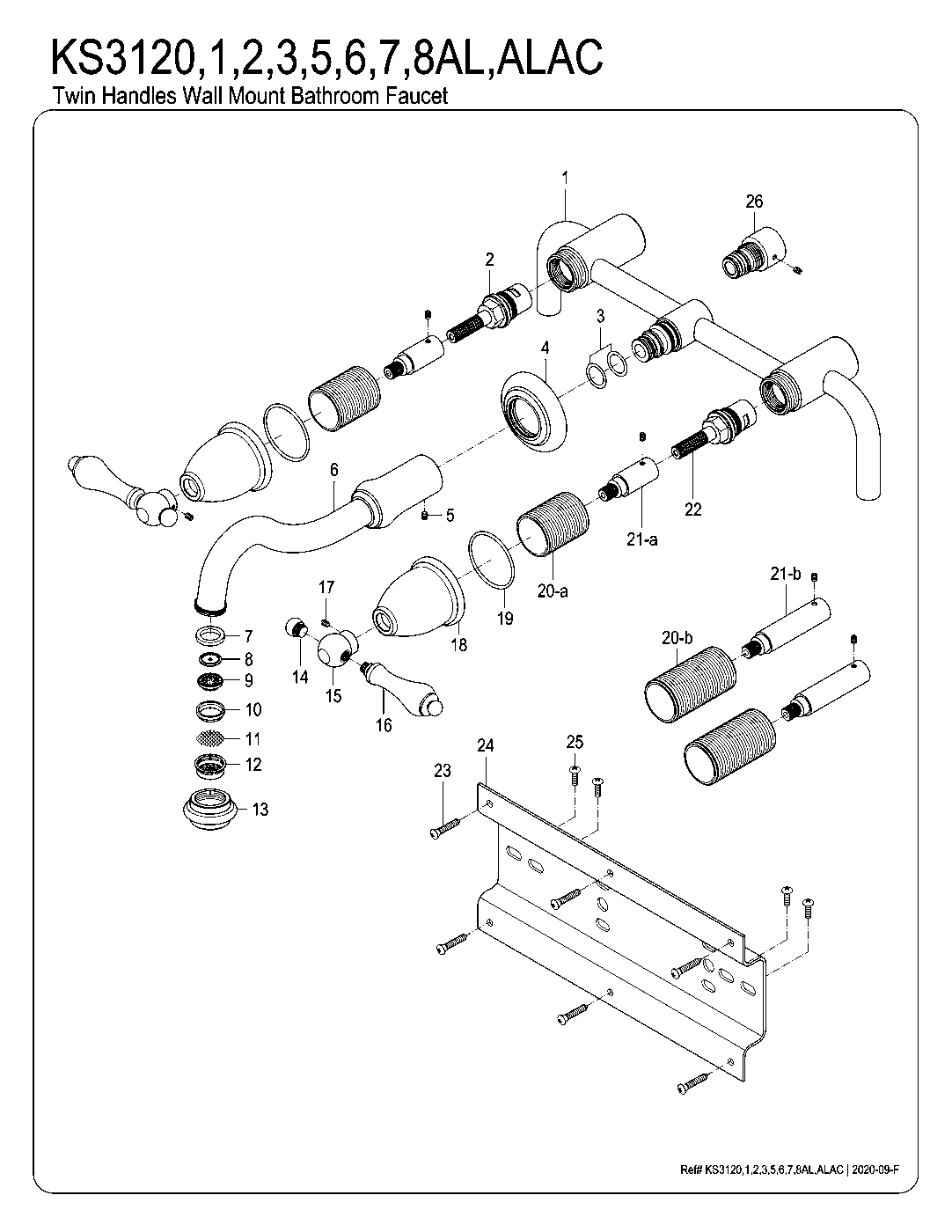 Kingston Brass KS3120AL exploded parts diagram