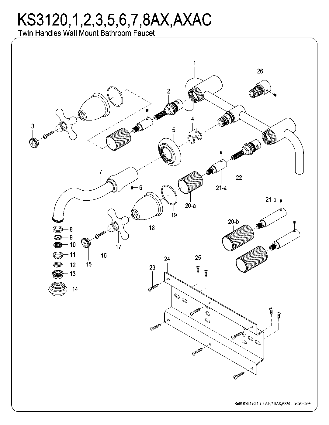 Kingston Brass KS3120AX exploded parts diagram