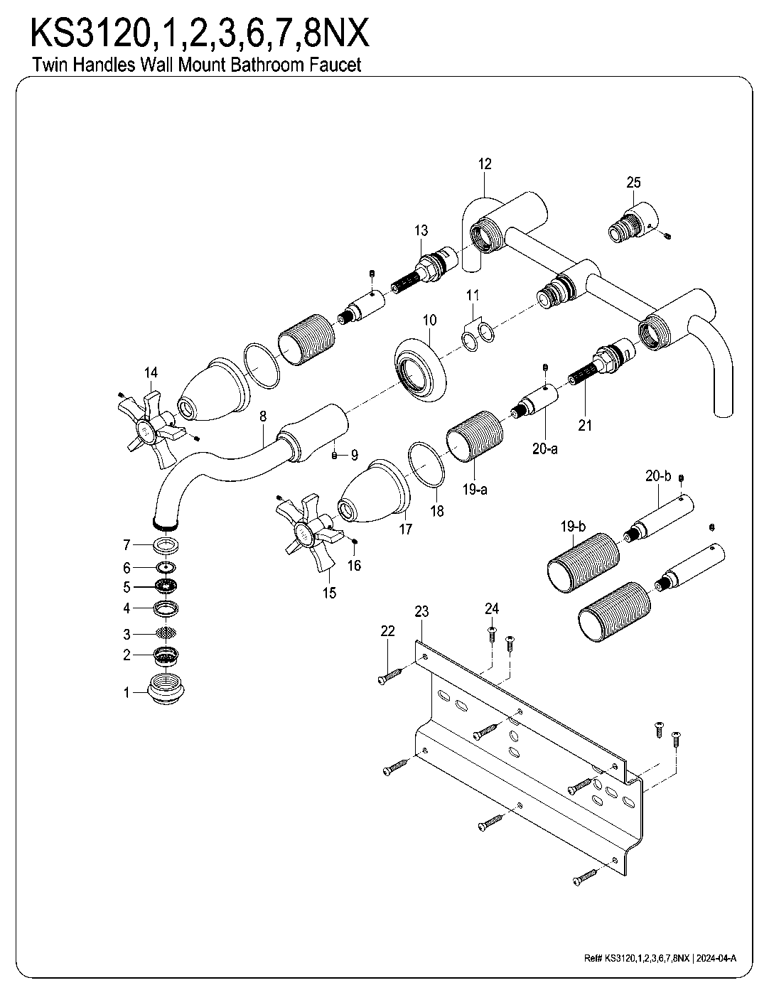 Kingston Brass KS3120NX exploded parts diagram