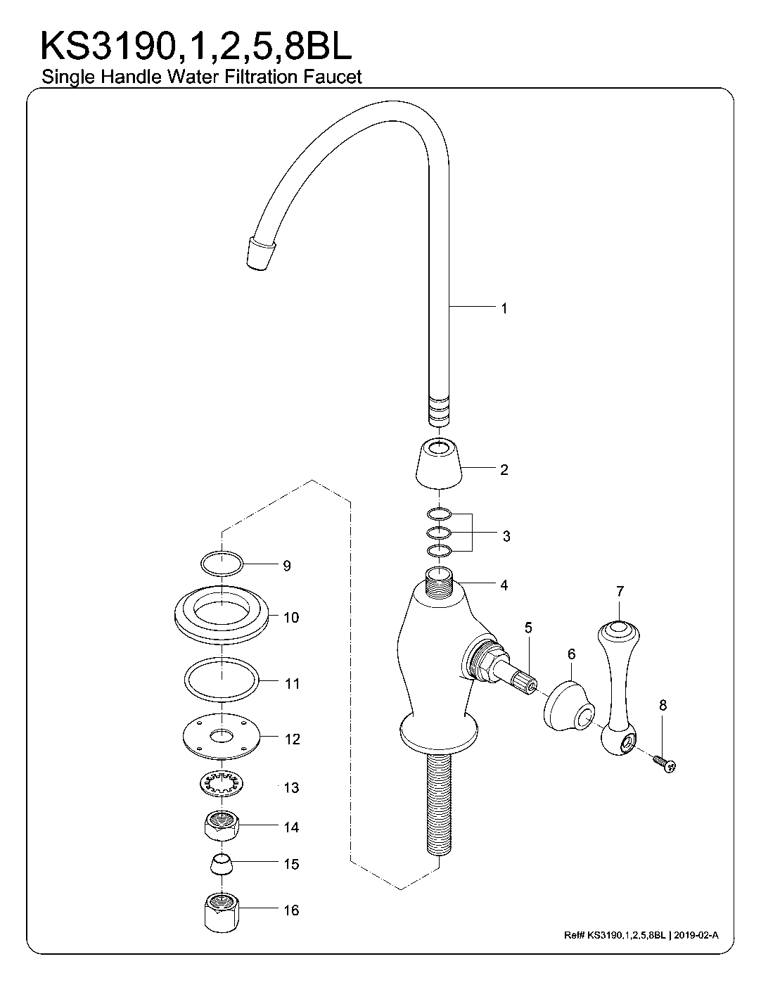 Vintage KS3190BL exploded parts diagram