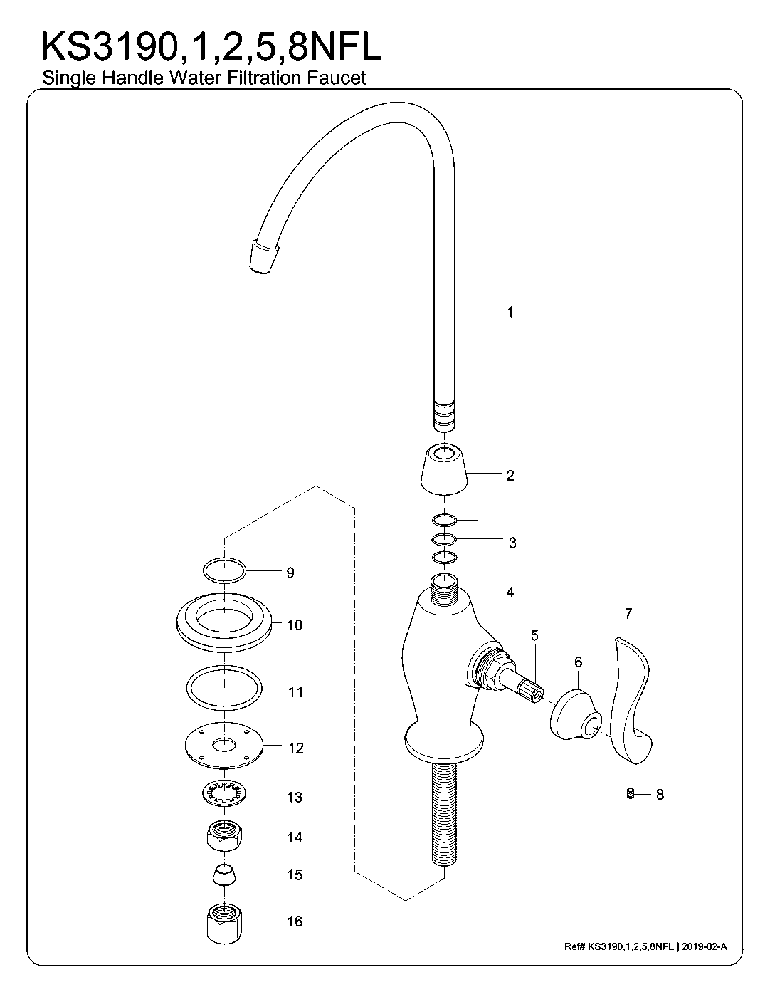 Kingston Brass KS3190NFL exploded parts diagram