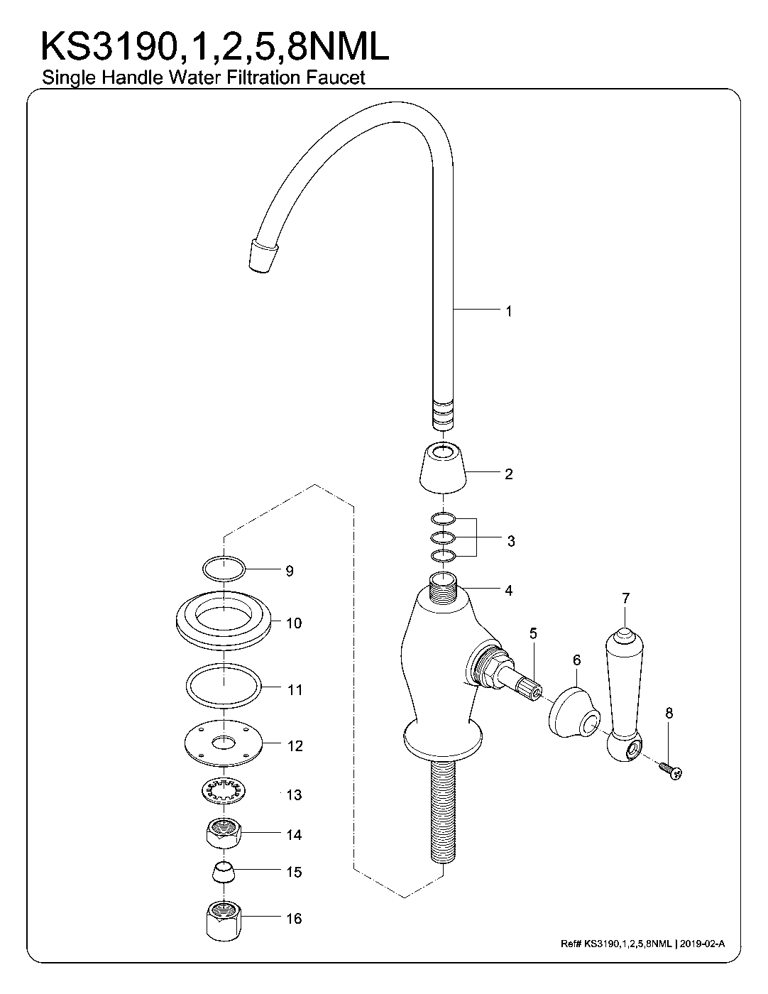 Kingston Brass KS3190NML exploded parts diagram