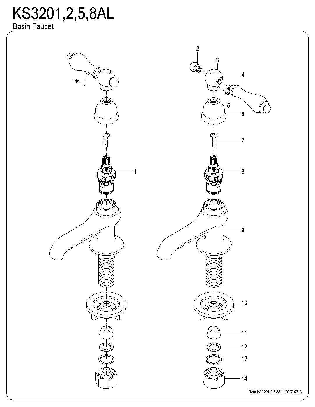 Restoration KS3201AL exploded parts diagram