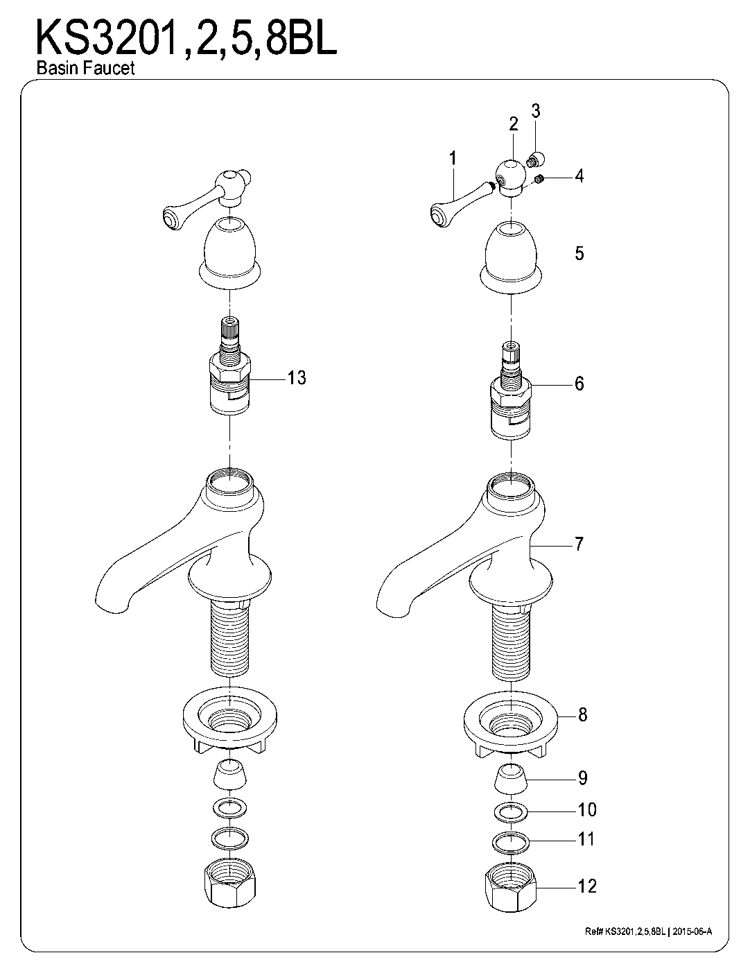 Restoration KS3208BL exploded parts diagram