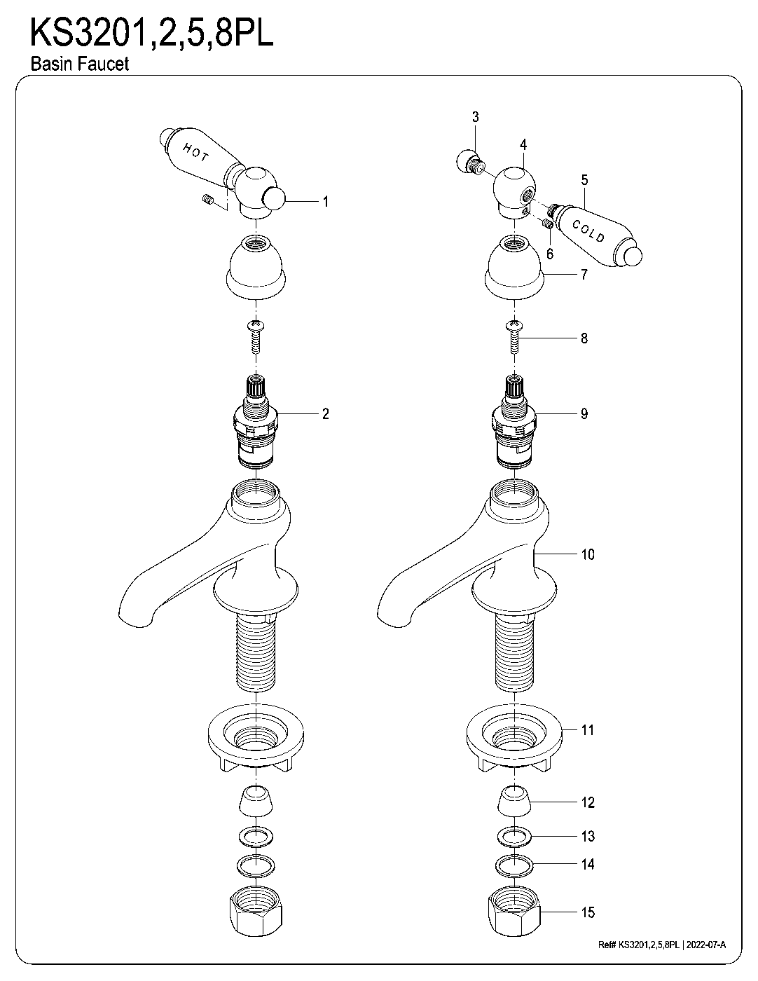 Restoration KS3201PL exploded parts diagram
