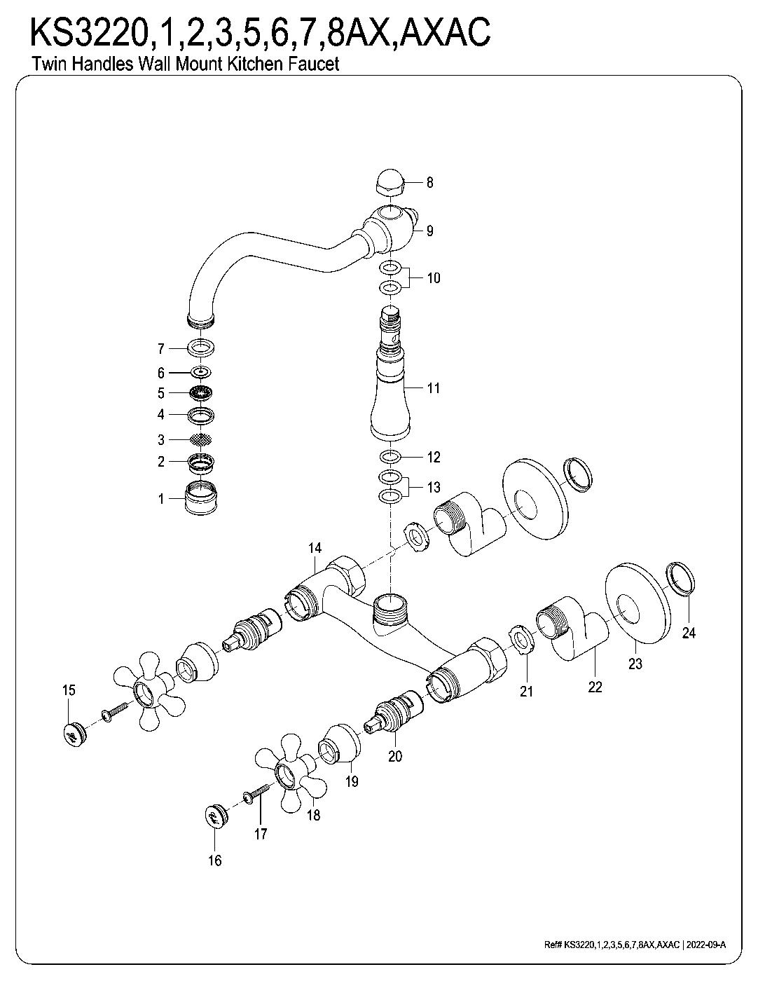 Kingston Brass KS3220AX exploded parts diagram
