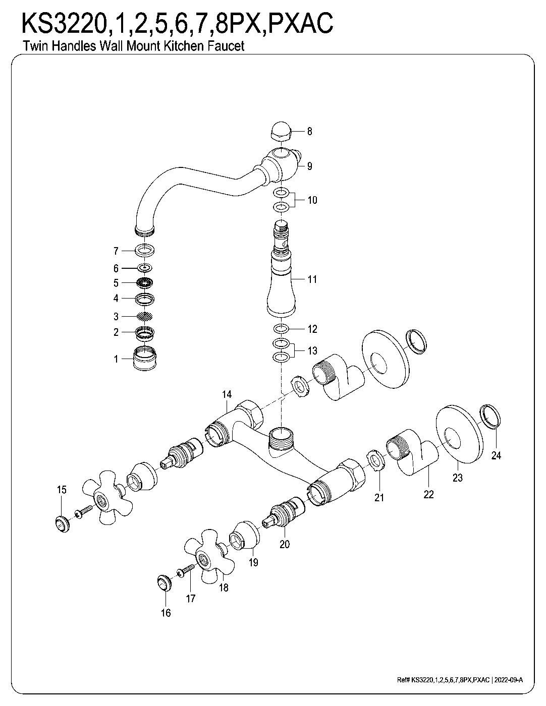 Kingston Brass KS3220PX exploded parts diagram