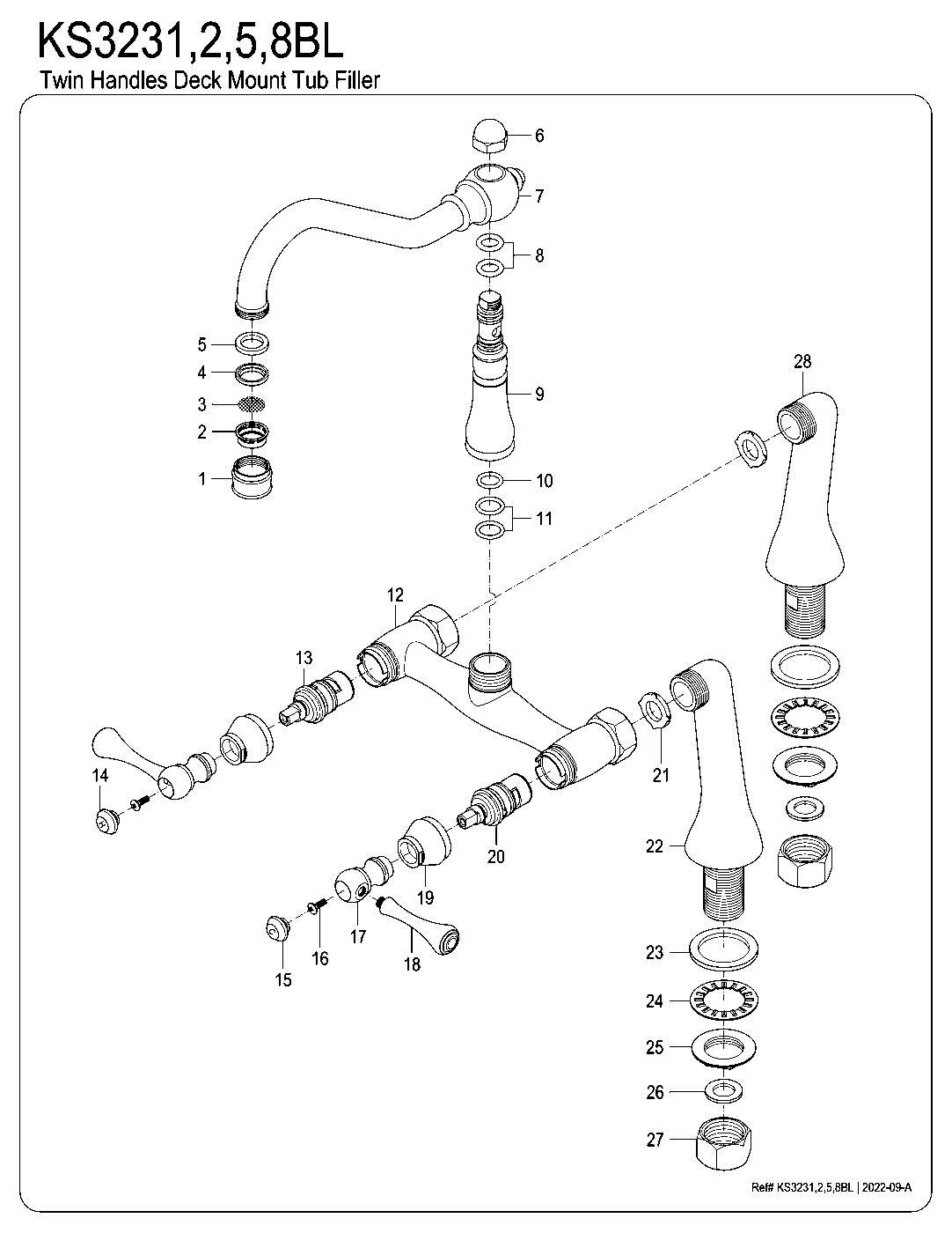 Restoration KS3231BL exploded parts diagram