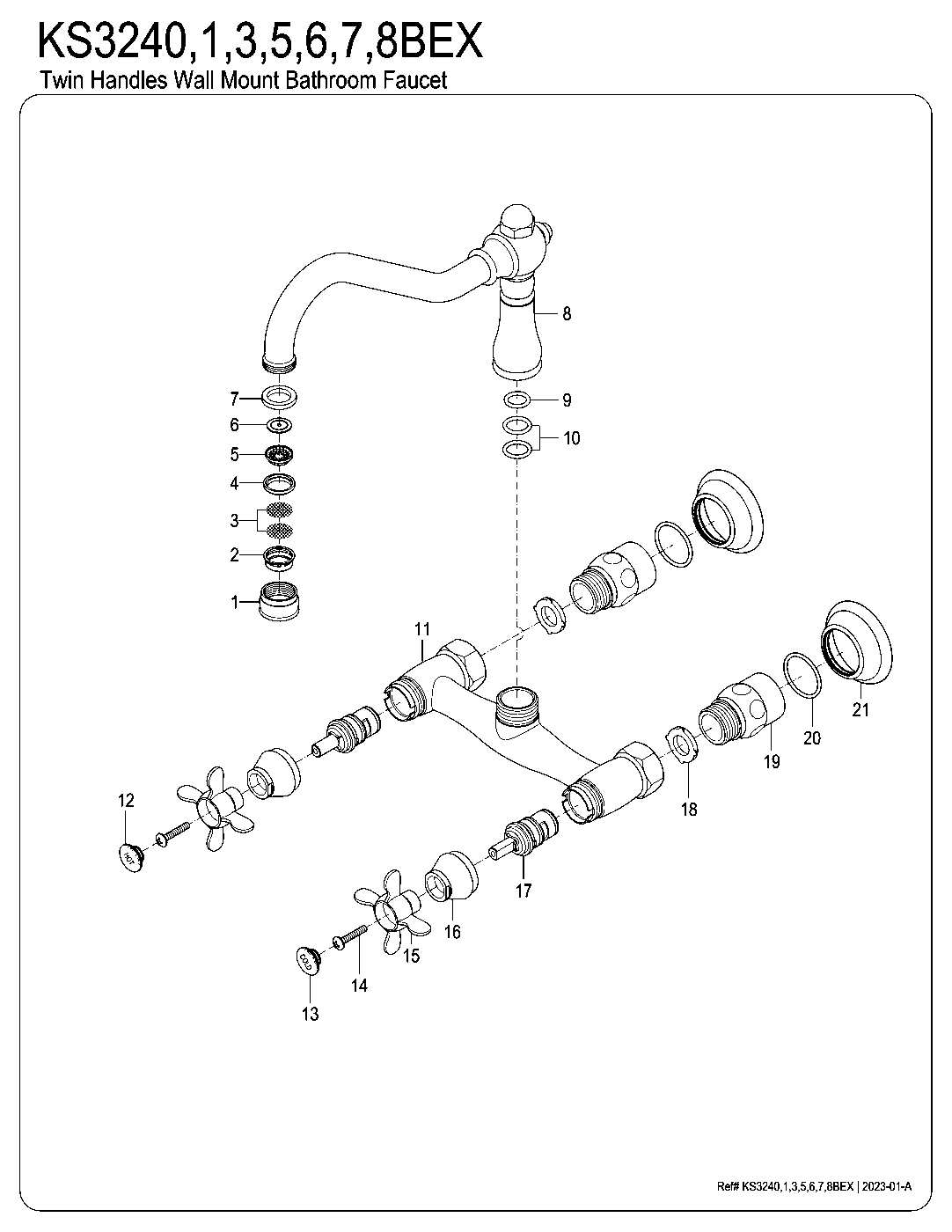 Kingston Brass KS3240BEX exploded parts diagram