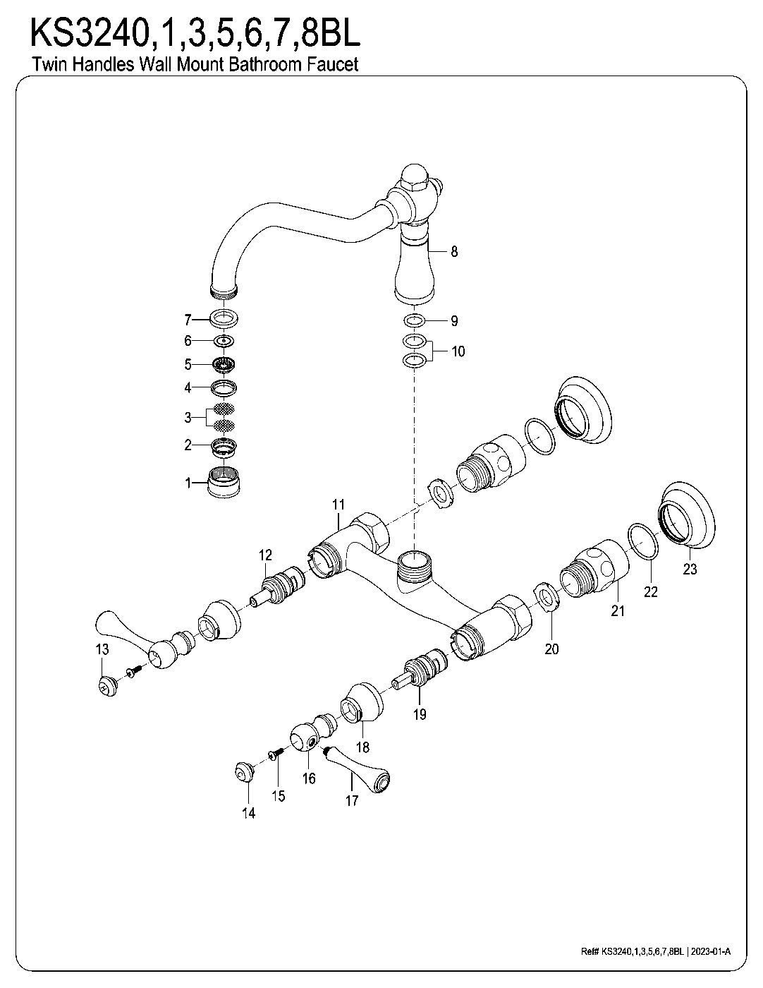 Kingston Brass KS3240BL exploded parts diagram