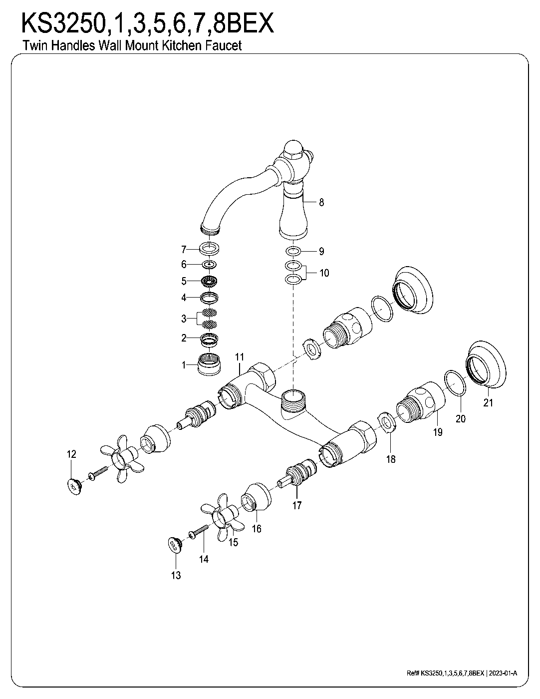 Vintage KS3250BEX exploded parts diagram