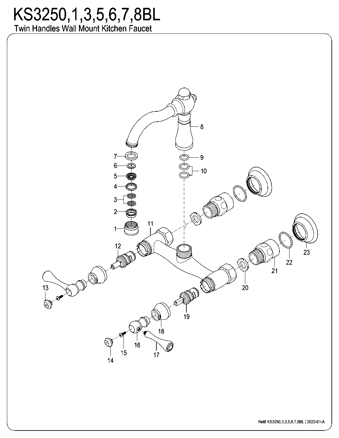 Vintage KS3250BL exploded parts diagram
