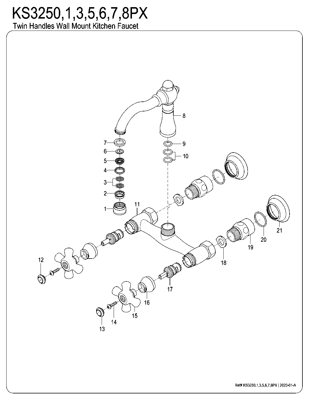 Vintage KS3250PX exploded parts diagram