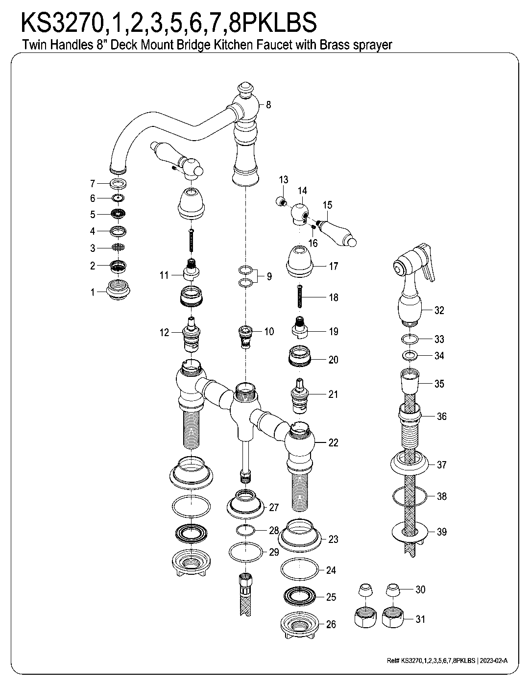 Kingston Brass KS3270PKLBS exploded parts diagram