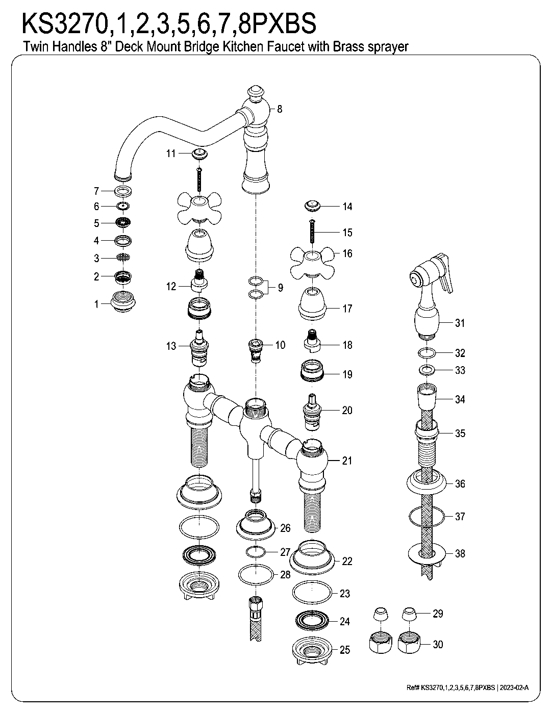 Restoration KS3270PXBS exploded parts diagram