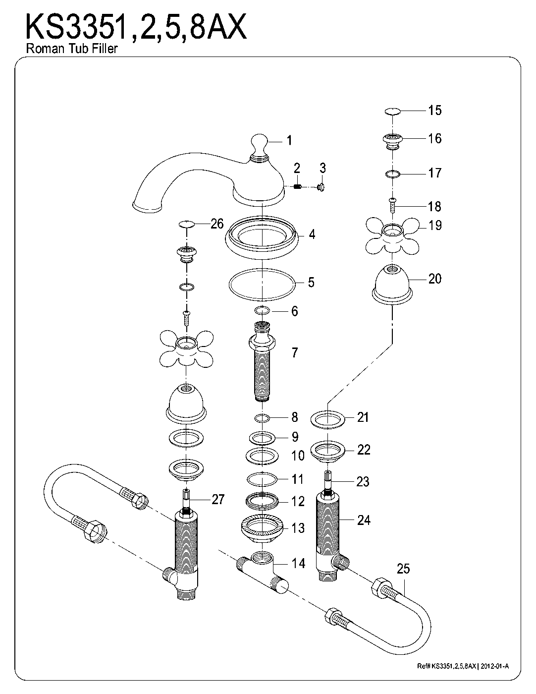 Vintage KS3351AX exploded parts diagram